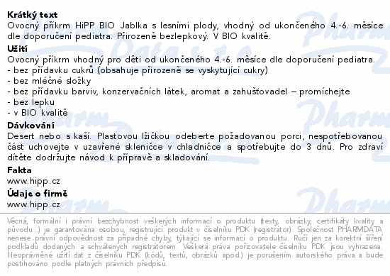 HiPP Jablka s lesními plody BIO 4/6m 125g